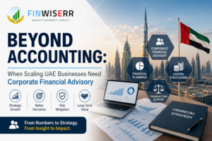 Corporate financial advisory UAE infographic for scaling businesses covering planning, capital structure and transaction readiness.
