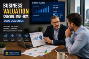 Business valuation consulting firm analysing company value for a U.S. business